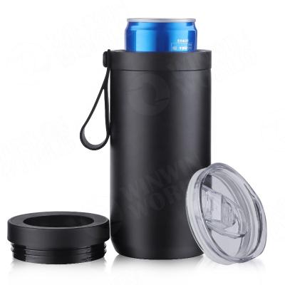 China Viable 4 in 1 Portable Slim 12oz Sublimation Vacuum Insulated Double Walled Stainless Steel Bottle and Beer Can Cooler for sale