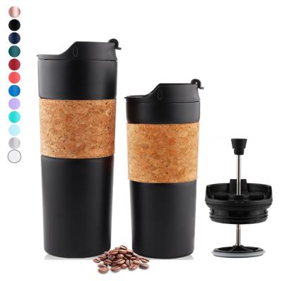 China Viable Wholesale Coffee Thermos Double Wall Stainless Steel Travel Press Stainless Steel French Coffee Maker With Jug for sale