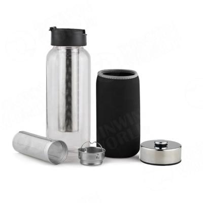 China Sustainable Glass Tea Infuser Bottle With Tea Diffuser - Travel Thermos Tumbler For Loose Leaf Insulated Glass Tea for sale