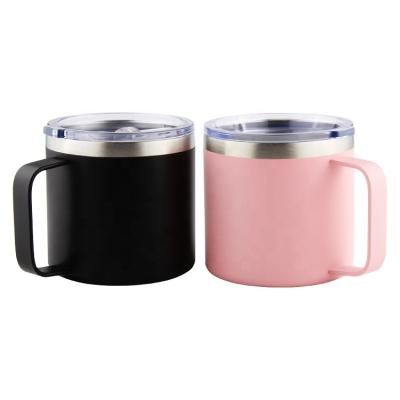 China Promotion drinkware gift wholesale disposable stainless steel coffee mug with lid and handle 500ml, double wall coffee mug for sale