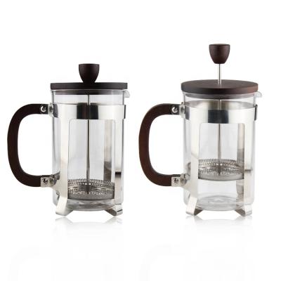 China Eco-Friendly French Coffee Borosilicate Press French Coffee Press Sustainable Natural Wood Glass Coffee Press With Filters for sale