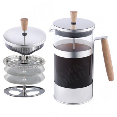 China 2021 New Arrival Sustainable Bamboo Coffee French Press With Wooden Knob&Handle. Maker 34oz, Filtration 4 Level Mini Home Coffee &Tea System for sale