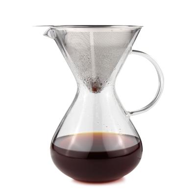 China Sustainable Portable Iced Pour Cover Coffee Dripper With Coffee Filter, Cold Brew Drip Coffee Maker With 650ml Glass Carafe for sale