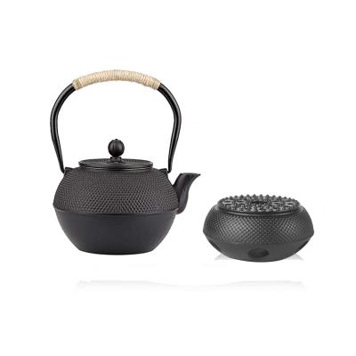 China Sustainable Japanese Black Durable Cast Iron Teapot Tetsubin Turkish Black Teapot Heater for sale