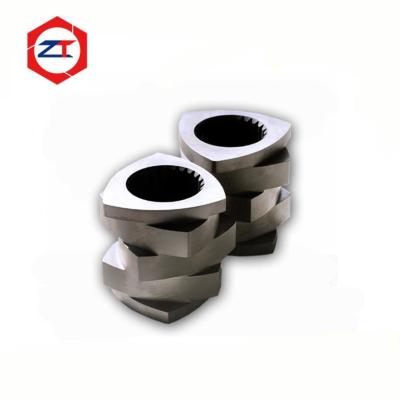 China Elemento de tornillo extrusor de uniformidad de alto cizallamiento de color metálico de tres tornillos de máquina extrusora doble con vuelo en venta