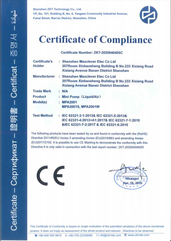 CE - Shenzhen Maxclever Elec Co., Ltd.