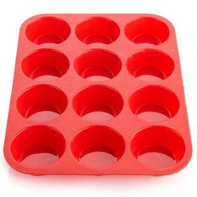 China Non-stick Heat Resistant Food Grade BPA-Free Bakeware Silicone 12-Cup Muffin Pan cake mold for sale