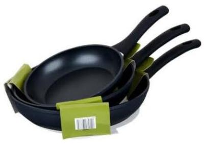 China Promotion Durable Non-stick Ceramic Aluminum Kitchen Pots and Pans Set, 8, 9.5, 11 inch Black Color Fry Pan Set for sale