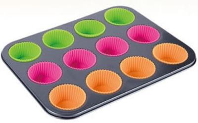 China China Supplier heavy carbon steel bakeware 230C Heat-resistant baking tin with silicone cups muffin pan for sale