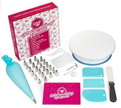 China FBT010603 cake decoration kit include turntable stand,piping tips,icing bags,spatula etc. for sale