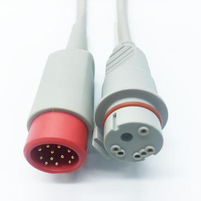 China Compatible TPU 12Pin IBP Adapter Mindray IBP Cable Pressure Transducer BD Cable for sale