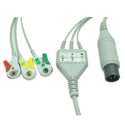 China TPU Edan ecg cable 6 Pin One Piece 3 lead ecg cable, grabber, 3.4m IEC standard, CE /13485 available for sale