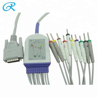 China For EKG Equipment Nihon Kohden 15 Pin One Piece 10 Lead EKG Cable, 3.0 Din IEC Standard, China Medical Product for sale