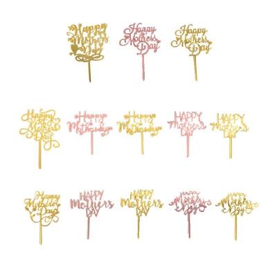 China Rose Gold Decor Acrylic Mom Gift Certificate Party Happy Mothers Day Cake Topper for sale