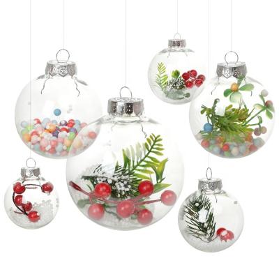 China 6/8/10CM Round Clear PET Bottle Tree Decor Ornament Plastic Baubles Hanging Christmas Baubles for sale