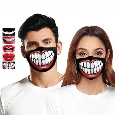 China Reusable Washable Polyester Cloth 3D Printing Adult Halloween Face Mouth Cover Designer Customized Fashion Lip Mask for sale