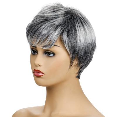 China New Fashion Women's Cosplay Wigs Wavy Curly Heat Resistant Fiber Gray Bob Synthetic Wave Silky Straight Side Part Shorts for sale