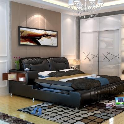 China Wholesale Multifunctional Leather Bed Storage Frame Wooden Tatami Solid Wood Bedroom Furniture for Home and Hotel for sale