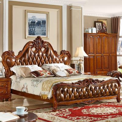 China American Style Soft Bed Luxury Antique Carved Bed For Bedroom King Size Classic Bed Durable Bed Villa Solid Wood Furniture for sale