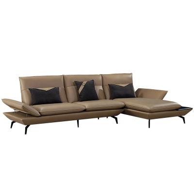 China Sofa Popular Design Genuine Leather Sectional Sofa L Form Sofa Set Leisure Living Room Furniture for sale