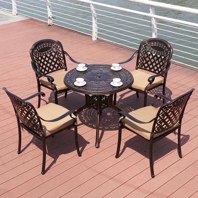 China New Design Traditional Cast Aluminum Coffee Table Balcony Furniture Metal Patio Chair Set Die Cast Mosaic 4 Seater Grill Patio Furniture for sale