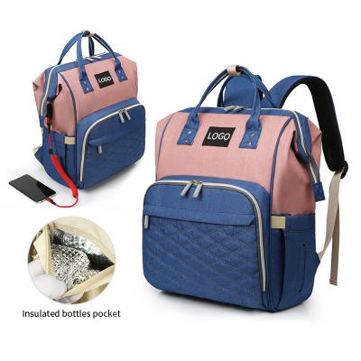 China With USB Custom Bag One Bulk Luxury Insulated Portable Diaper Backpack Mommy USB Diaper Bag Nurse Hospital Care Child Diaper Diaper Bag for sale