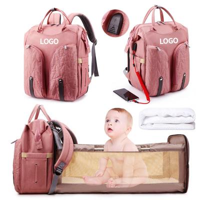 China With Foldable USB Neoprene Mother Care Bag Pail Refill Fashion Mommy Travel Mummy Backpack Diaper Baby Diaper Bag With Changing Station for sale