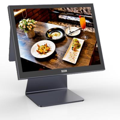 China stainless steel all in one pos system win10 with windows touch pos screen dual/single printer computer terminal for sale