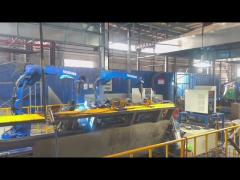 Tricycle factory production process efficient operation of robots and tacit cooperation of workers