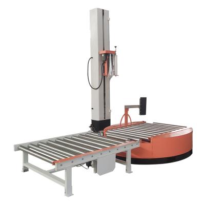 China Full Automatic Inline Food Pallet Stretch Wrapping Machine With Powerful Roller Conveyor for sale