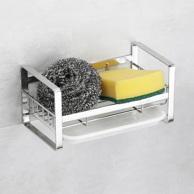 China 304 Stainless Steel Kitchen Sink Wiper Rack Sink Countertop Sink Viable Storage Rack Sponge Storage Cleaning Rack for sale