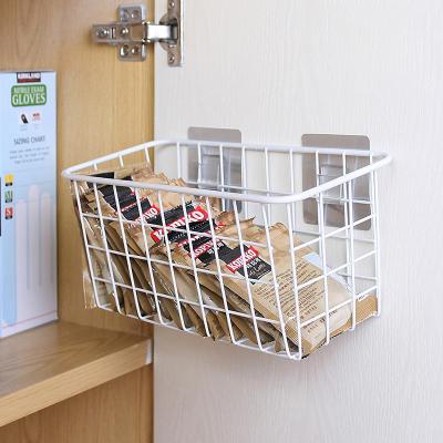 China Japanese Style Stocked Storage Baskets Bathroom Racks Free Of Holes And Traceless Wall Mounted Storage Racks Kitchen Supplies for sale