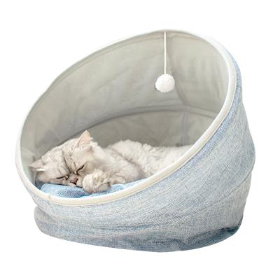 China POP DUCK Pet Bed Tent Cave Furniture Round Comfortable Warm Luxury Fabric Washable Dog Sofa Bed for sale