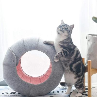 China Breathable POP DUCK Cat Bed Collapsible Scratch Resistant Comfortable Felt Pet Cave Cat Tunnel House Multifunctional for sale