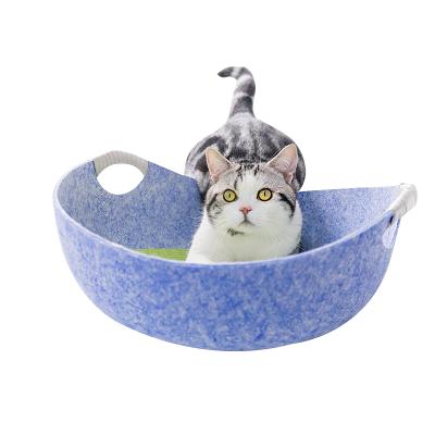 China POP DUCK Cat Scratcher Bed House Sleep Eco-Friendly Felt Nest Cave Mat Washable Breathable Round Cozy Cushion Viable Warm Beds for sale