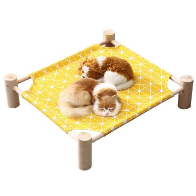 China POP DUCK Outdoor Sustainable Camping Wooden Elevated Bed Cat Portable Hammock With Comfortable Canvas Dog Cat Bed Raised for sale