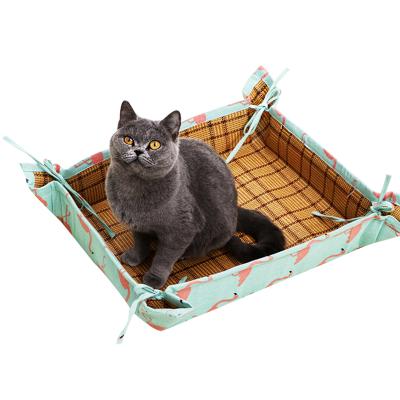 China Travel POP DUCK Washable Summer Cooling Multi Function Bed Oxford Rattan Mattress Mats Double Use Bamboo Cat Pet Mat for sale