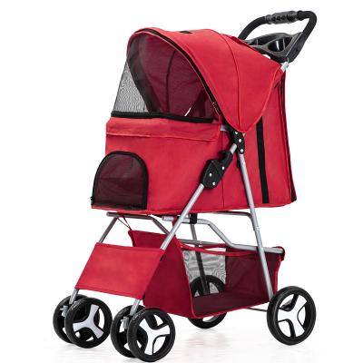 China Breathable POP DUCK High Quality Folding Four-four Easy Walk Travel Carrier Trolley Pet Stroller For Cats Dogs for sale