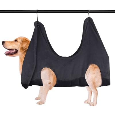 China POP DUCK Cat Dog Grooming Hammock Viable Aid Flannel Pet Grooming Hammock Soft Drying Towels with 2 Hooks for sale