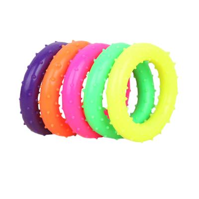 China POP DUCK Rubber Bite-Resistant Circle Colored Circle Pet Chew Dog Viable Cleaning Toy Custom Pet Toys Tooth Ring Shaped TPR for sale