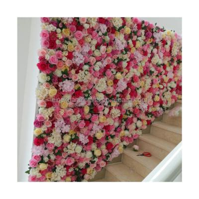 China Father's Day Customize High Quality 3D Roll Up Flower Wall Backdrops Mounted Flowerwall Wedding Decoration for sale