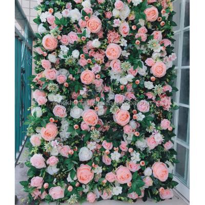 China Celebration Customize Hot Sale White Pink Mounted Flower Wall 1.2*1.8m For Wedding Decoration for sale