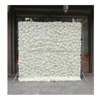 China Real Romantic Preserved Flower Wall Silk Flower Backdrop Artificial Rose Peony Hot Sale Custom White for Wedding Events Decoration for sale