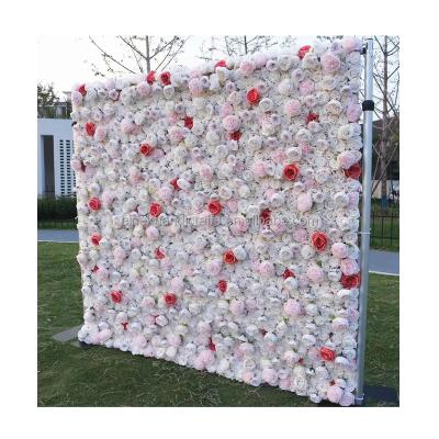 China Real Rose Luxury 3D Romantic Preserved Silk Artificial Flowers Wall Realistic Rose Flower Decor Wedding Event Backdrop for sale