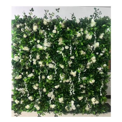 China Real Romantic Preserved Rose Artificial Hydrangea Green Silk White Pink Eucalyptus Leaves Wedding Flower Wall Backdrop for sale