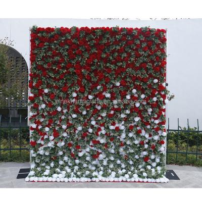 China Wholesale High Quality Real Wedding Romantic Preserved Rose Custom Red Rose Artificial Flower Wall 8*8ft for sale