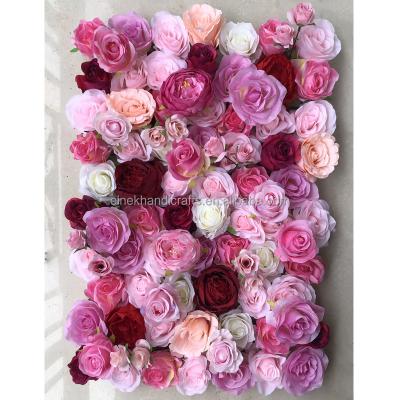 China Real Romantic Preserved Rose Artificial Flower Wall Panel 3d Flower Wall Backdrop Curtain Custom Flower Wall Backdrop Panel for sale