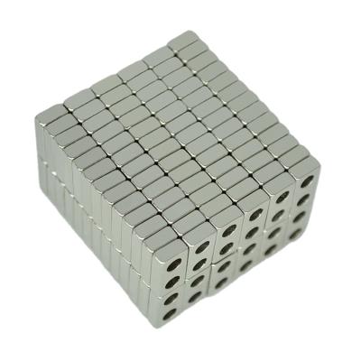 China Industrial Magnet Bar Rectangular Ndfeb Magnets Neodymium With Two Hole Countersunk Hole Custom for sale