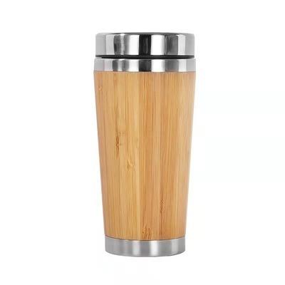 China Custom Stocked Amazon Success Logo Stainless Steel Fiber Tea Strainer Drinking Water Bottle Wooden Bamboo Tumbler for sale