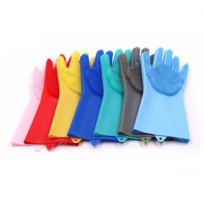 China Universal Silicone Rubber Reusable Kitchen Glove Dishwashing Household Cleaning Gloves for sale